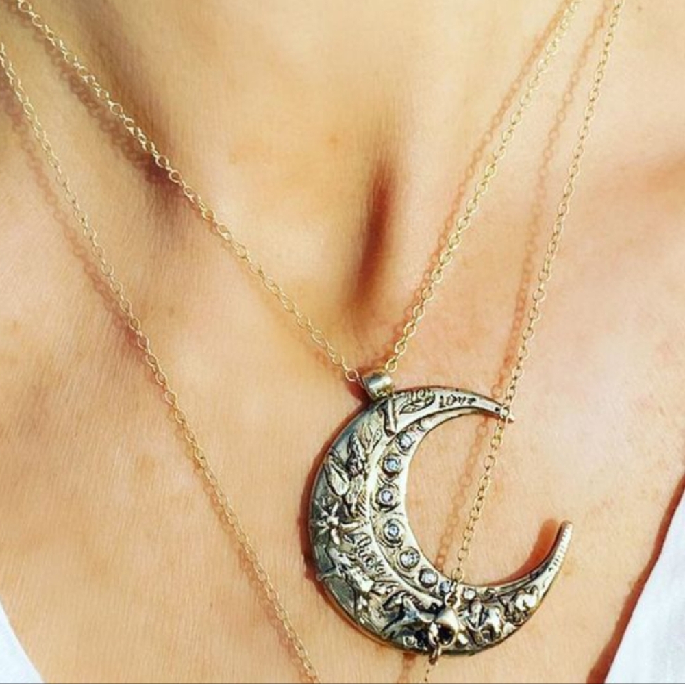 Jes Maharry Silver Crescent Moon Necklace